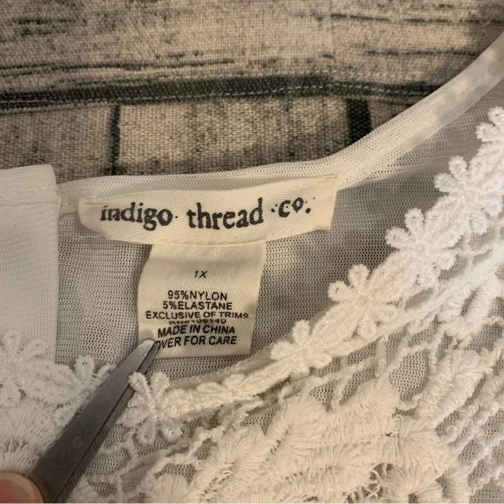 Indigo Thread Co Lace Embroidery Embroidered Off White Flowy Fancy Boho - Picture 10 of 15